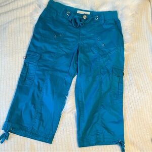 Aqua Blue Capri Cargo Pants